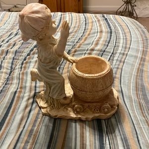 NWT Boy with Barrel Yard/Garden Statue to put a plant inside it for decoration